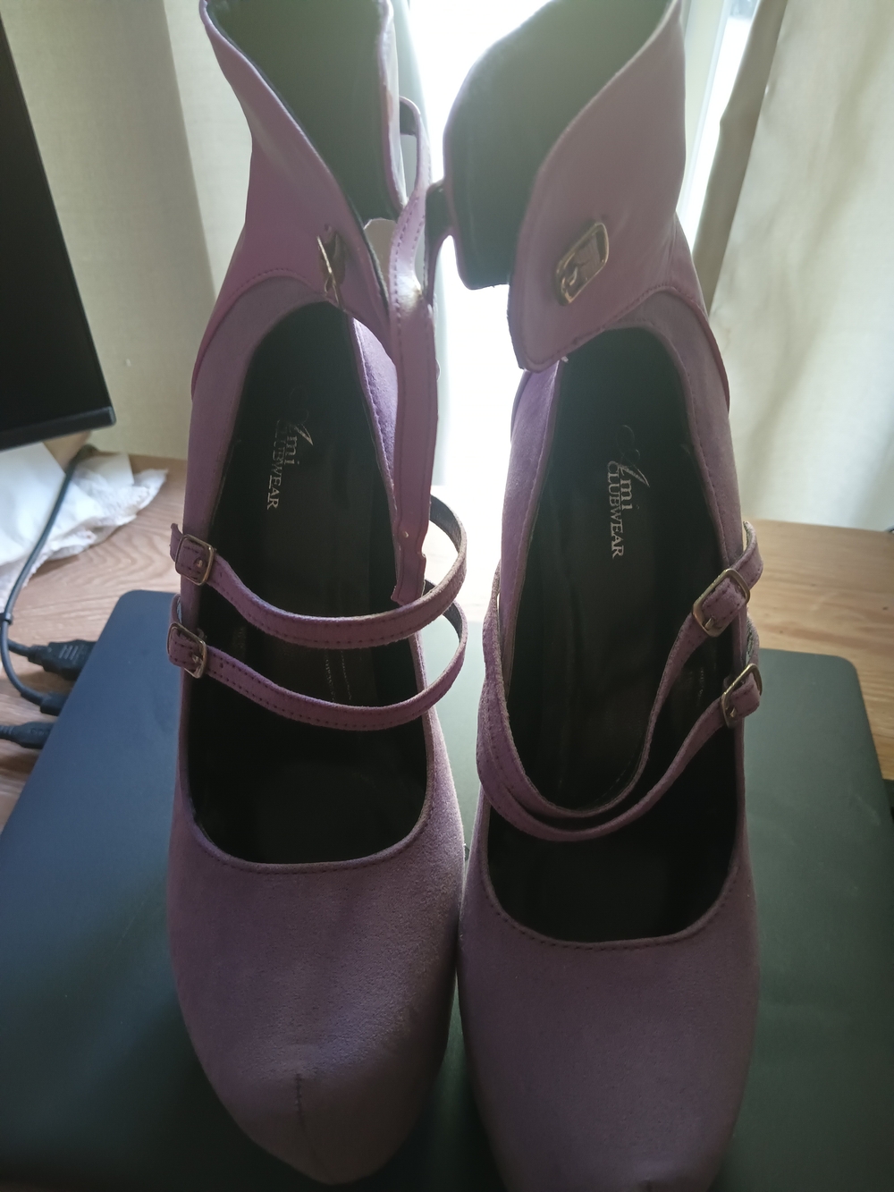 Women's Purple Double-Strap Heels